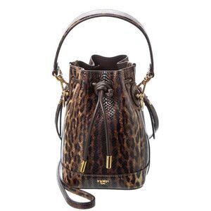 Fendi Mon Tresor Mini Snakeskin Bucket Bag, Brown
